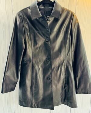 Wilsons Leather Jacket Womens Large Black Pelle Studio Blazer Vintage 90s